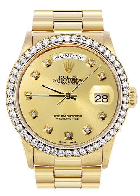 gold diamond watch rolex|gold rolex with diamond bezel.